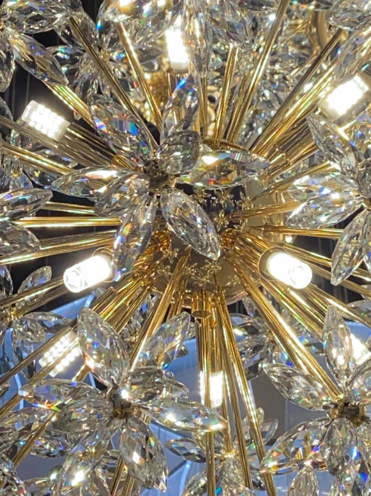 Bouquet 18-Light Round Chandelier - Crystal/Gold