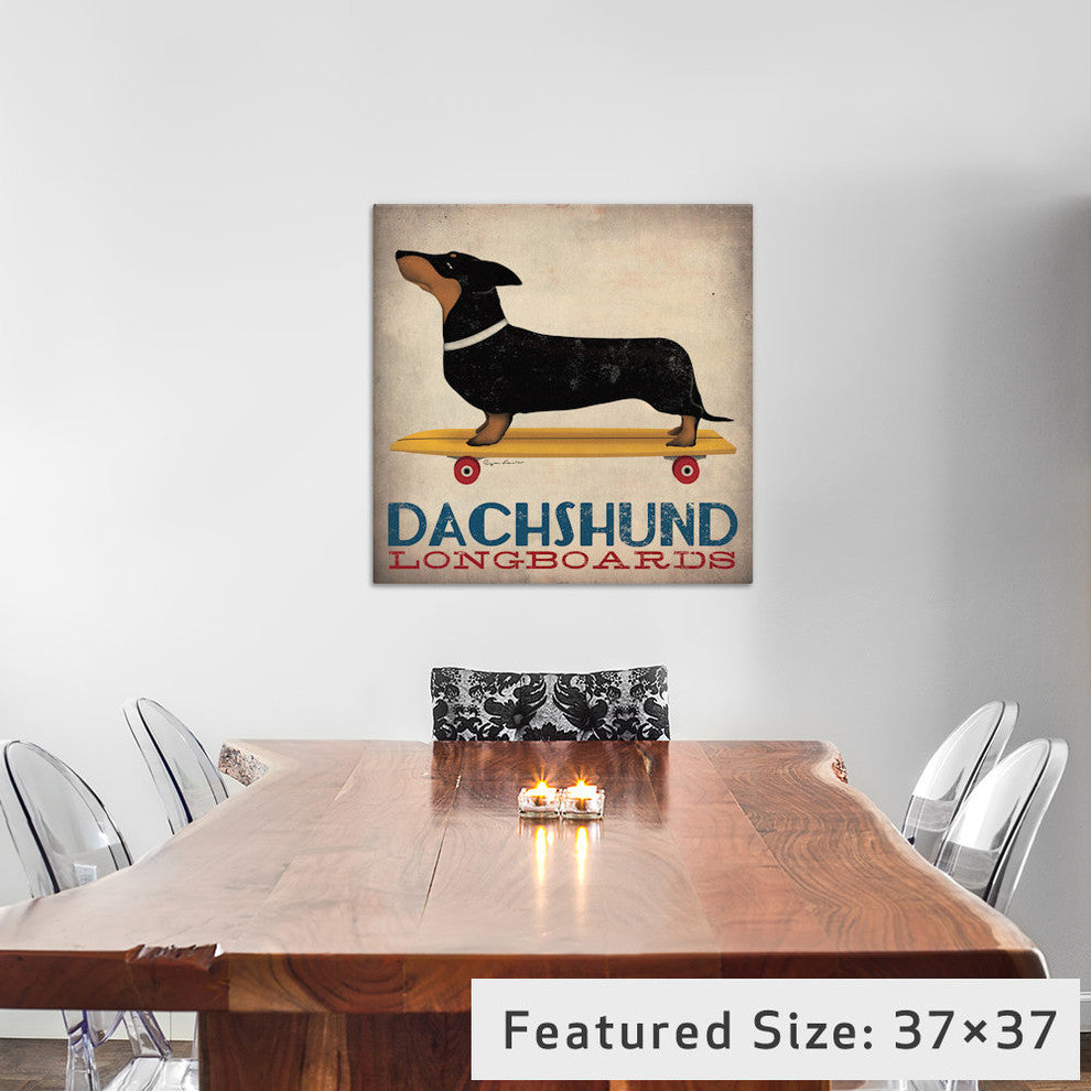 "Dachshund Longboards Gallery" by Ryan Fowler, 26x26x1.5"