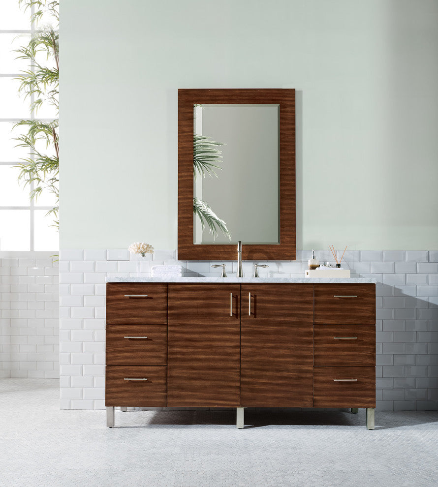 Metropolitan 60" Single Vanity, American Walnut, No Top, Without Top