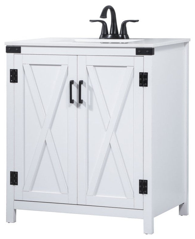 Home Living 19" Farmhouse White-Light Bathroom Vanity