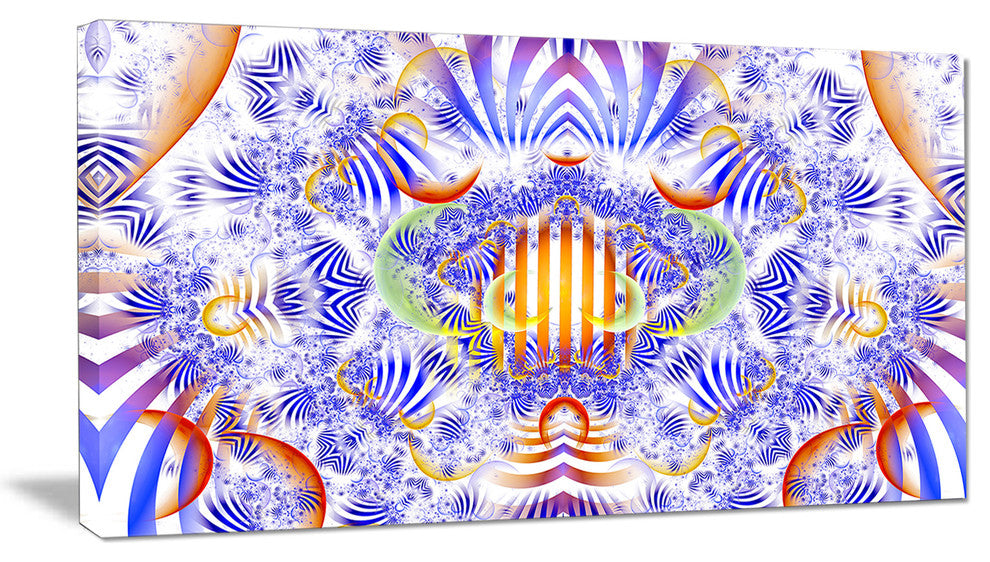 Magical Fairy Pattern Blue, Abstract Art on Canvas, 32x16