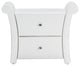 Victoria Matte White PU Leather 2 Storage Drawers Nightstand Bedside Table