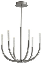 Six Light LED Chandelier Satin Nickel, Silver-Grey-Smoke, 22.25" W x 19.5" H