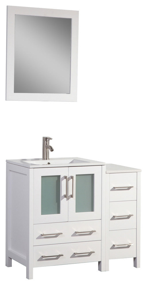 Vanity Art Vanity Set With Ceramic Top, 36", White, Led Sensor-Switch Mirror