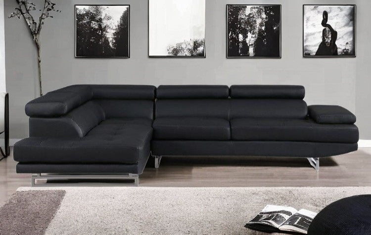 124"x94"x36" Black Sectional LAF