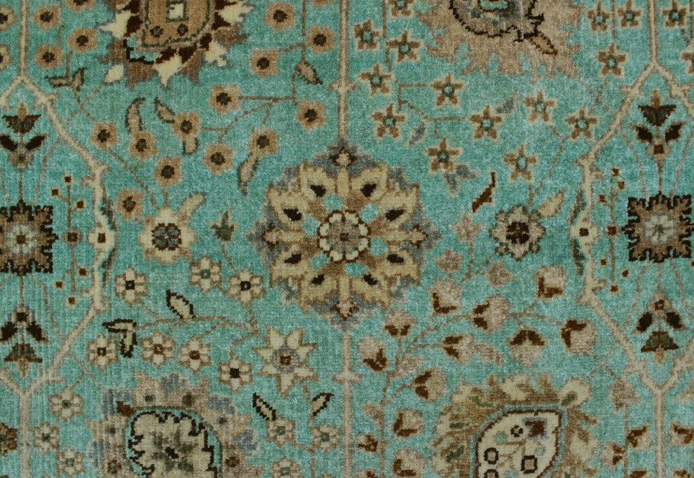 Turkish-knotted Ankara Journee Light Blue Rug 6''3"x9''1"