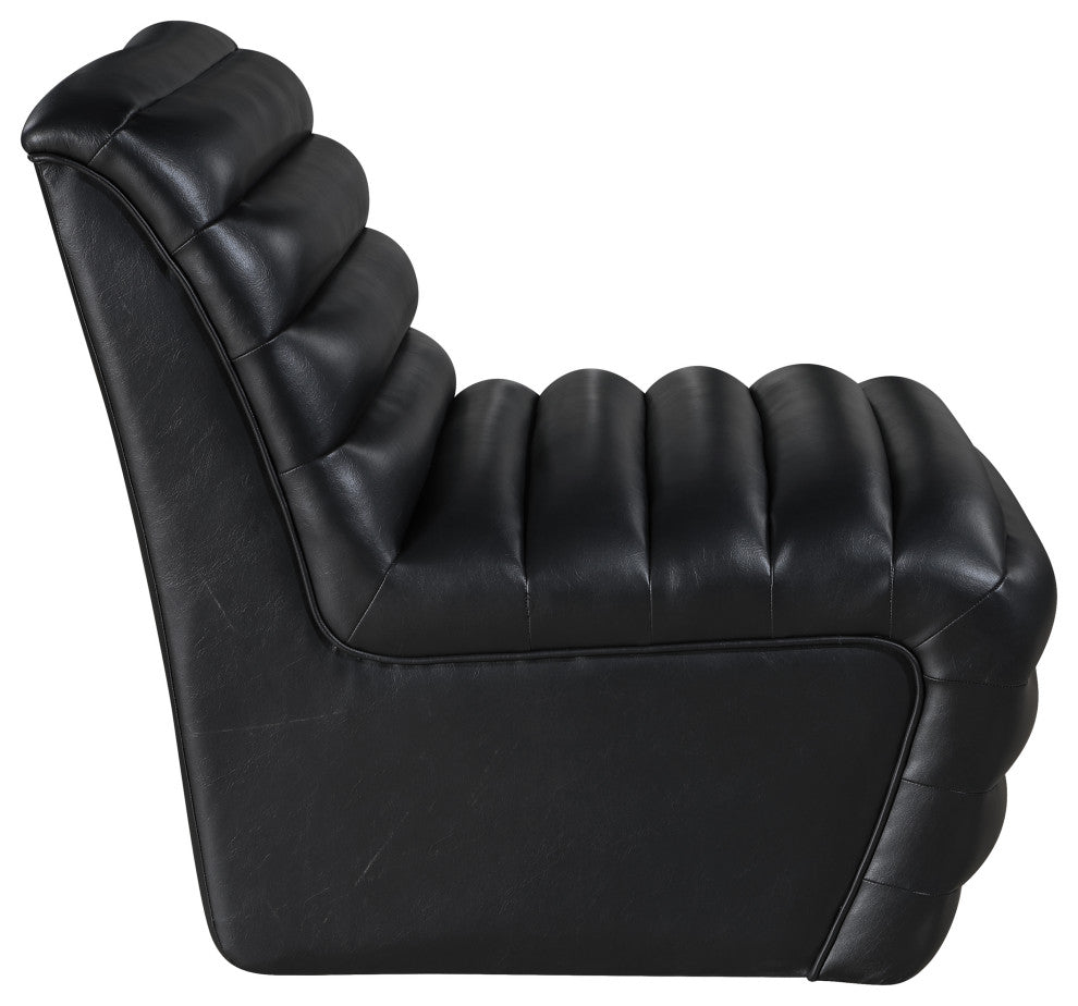 Vega Upholstered Accent Chair, Black, Vegan Leather