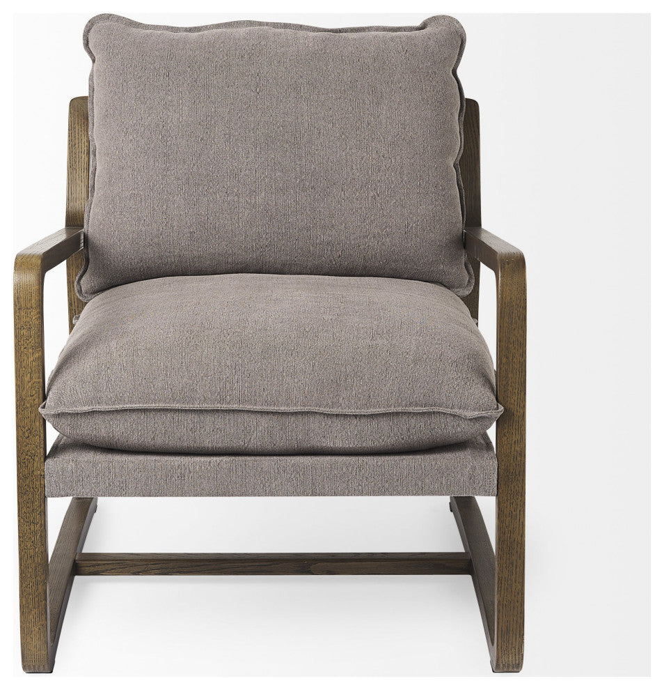 Modern Rustic Cozy Brown and Gray Accent Chair