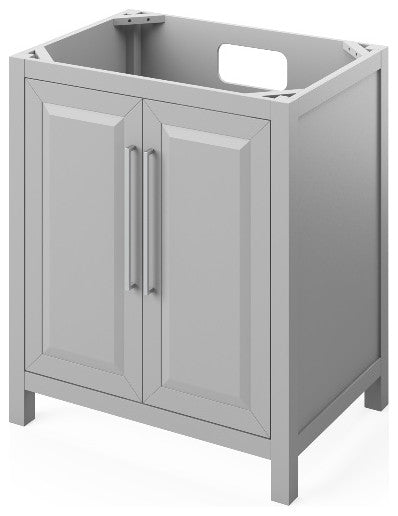 Cade Transitional 30" Grey Bathroom Vanity, Steel Grey Cultured Marble Vanity To