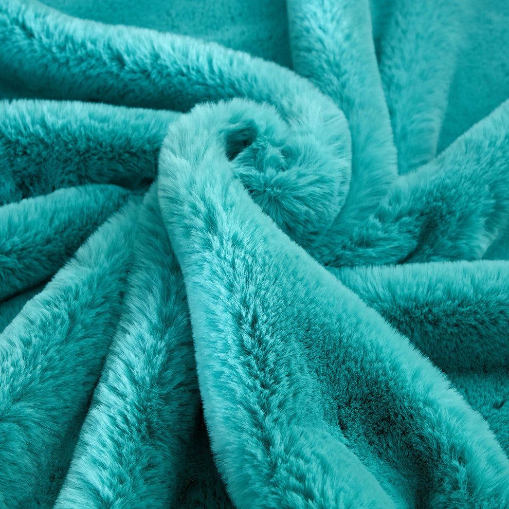 Faux Fur Pillow Shell Set, Blue Turquoise, 2 Piece, 20"x20"