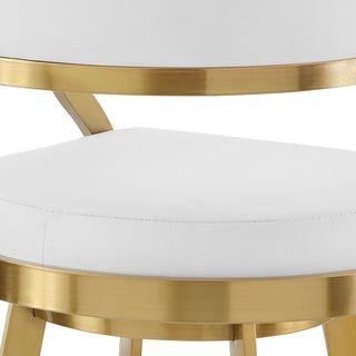 Saturn Gold Brushed Swivel Counter Stool, White, 30"