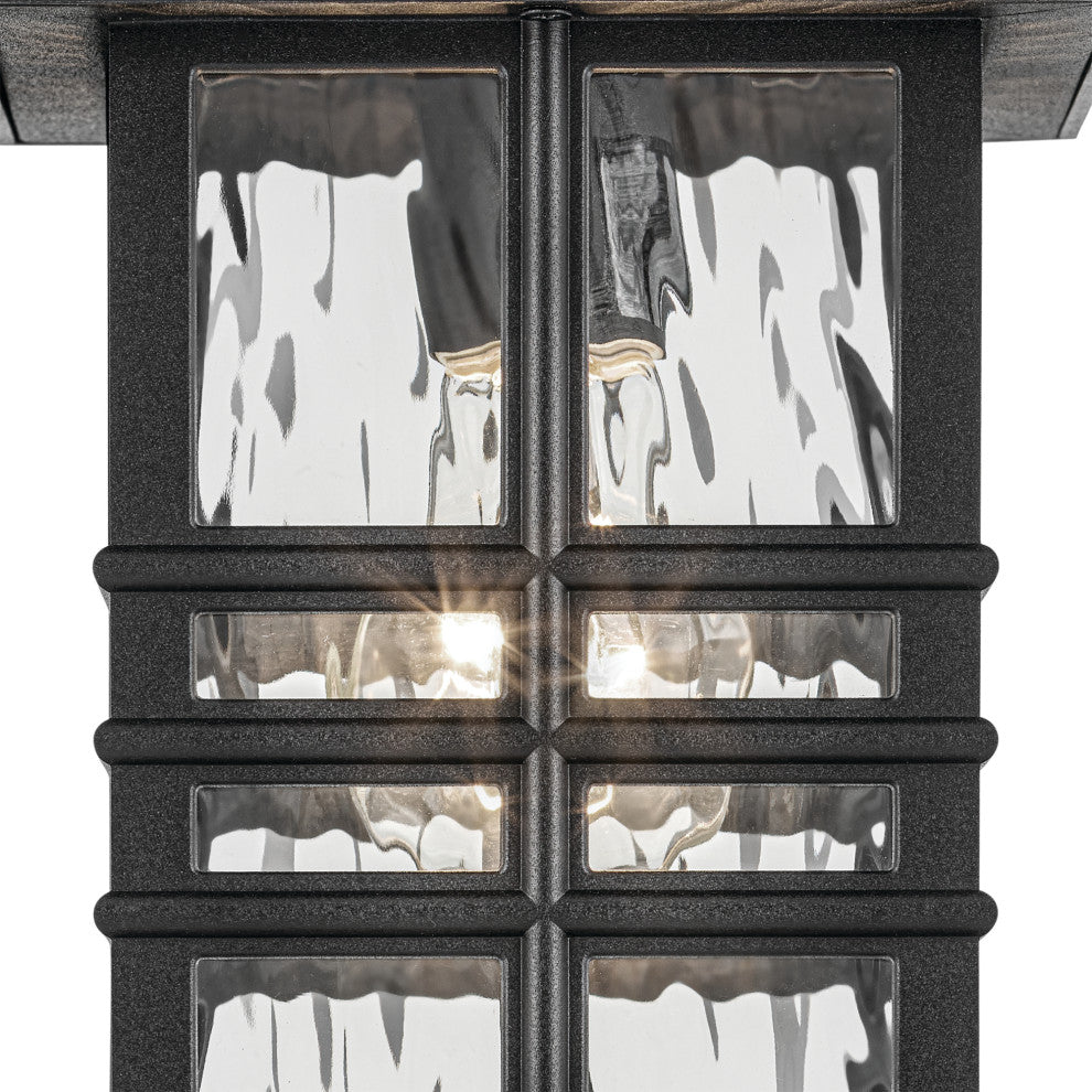 12" 1-Light Outdoor Wall Light With Clear Hammered Glass