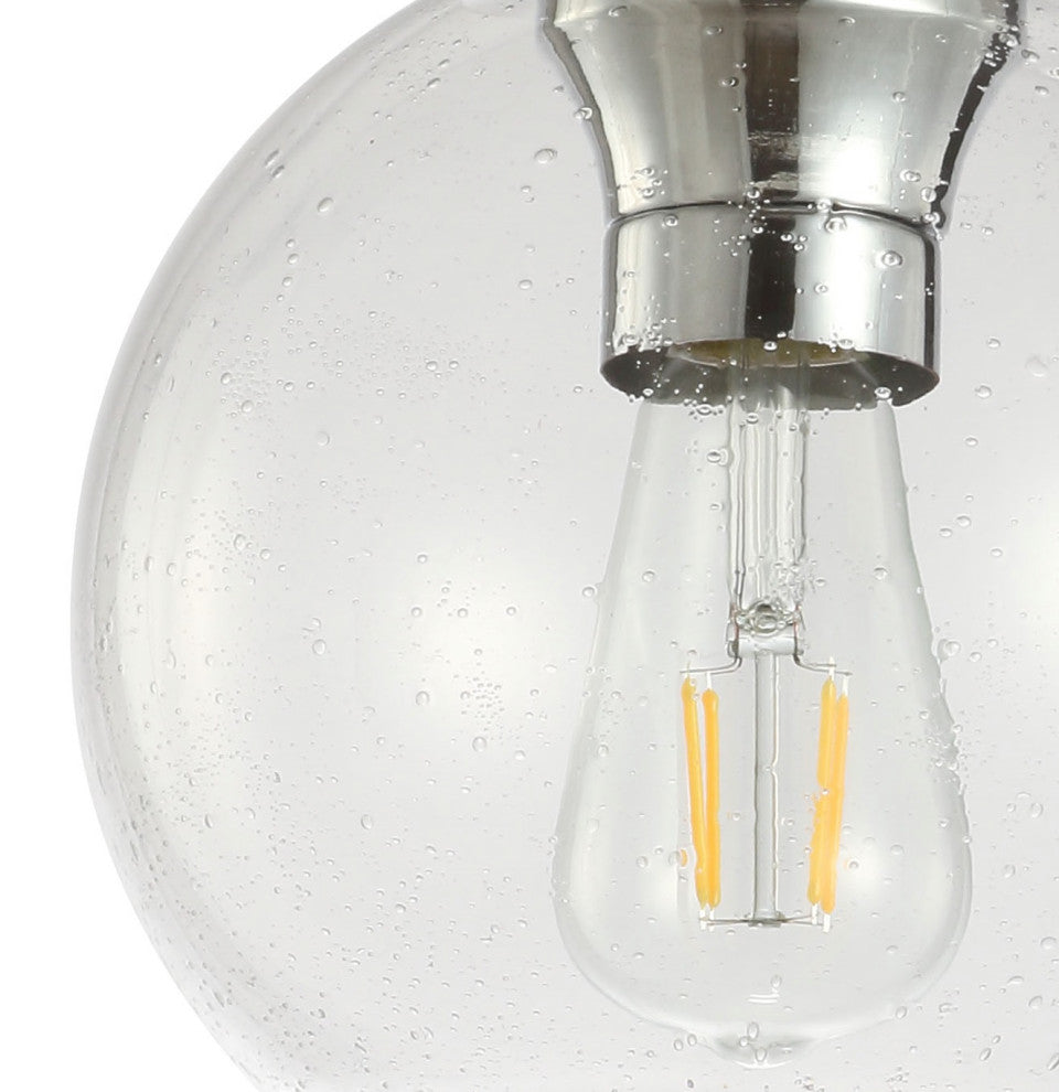 Atlas 7.75" Metal and Glass LED Flush Mount, Chrome