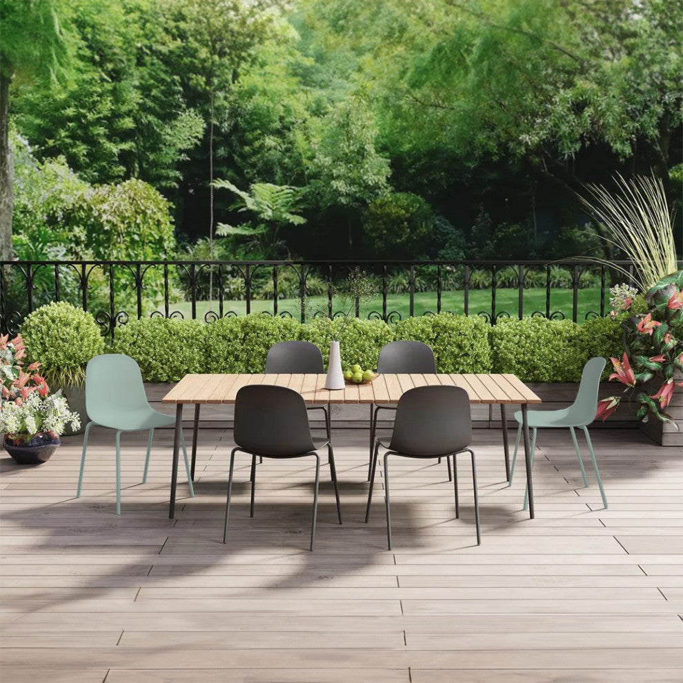 Set of 4 Stackable Modern Dining Stacking Chairs Plastic Metal Chrome Legs, Green