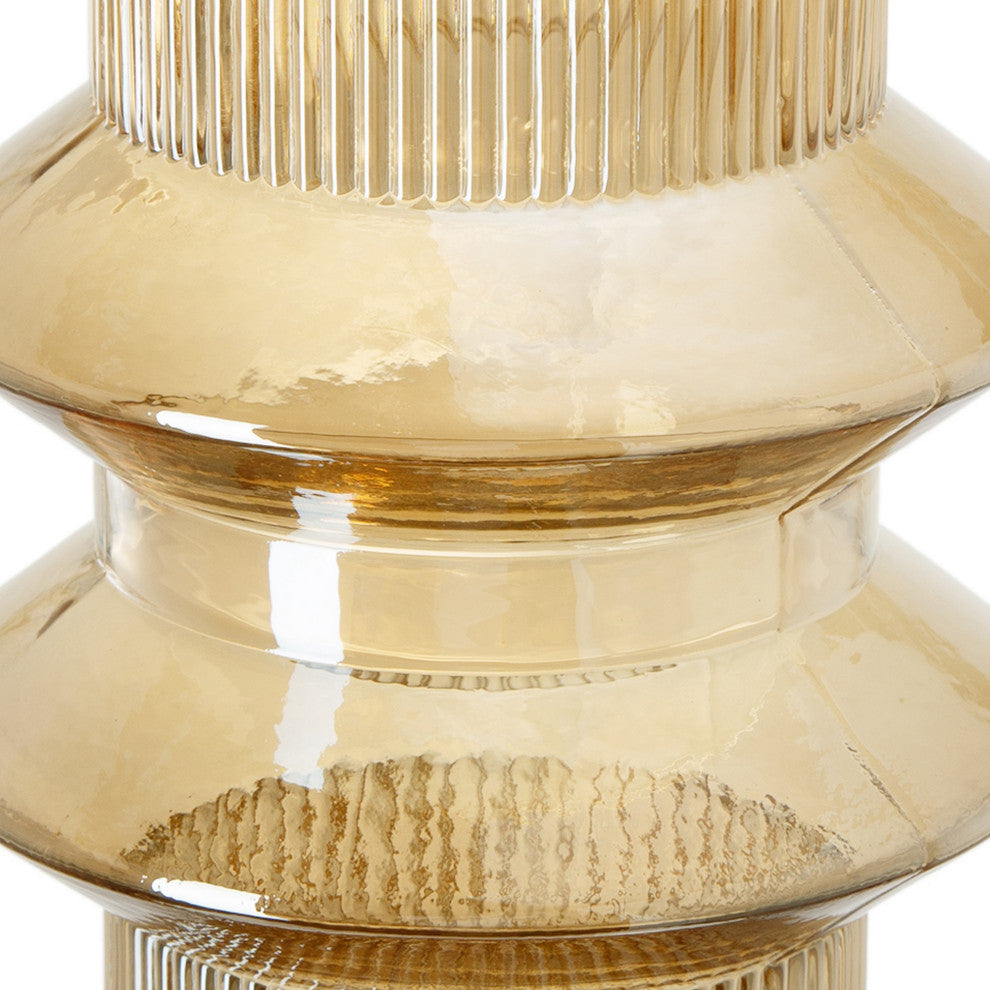 Benzara BM284993 S/2, Glass Vases, Tall Round Cylinders, Yellow, Clear Finish