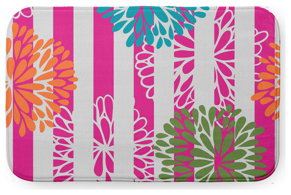 34" x 21" Flower Bursts Bathmat, Orange