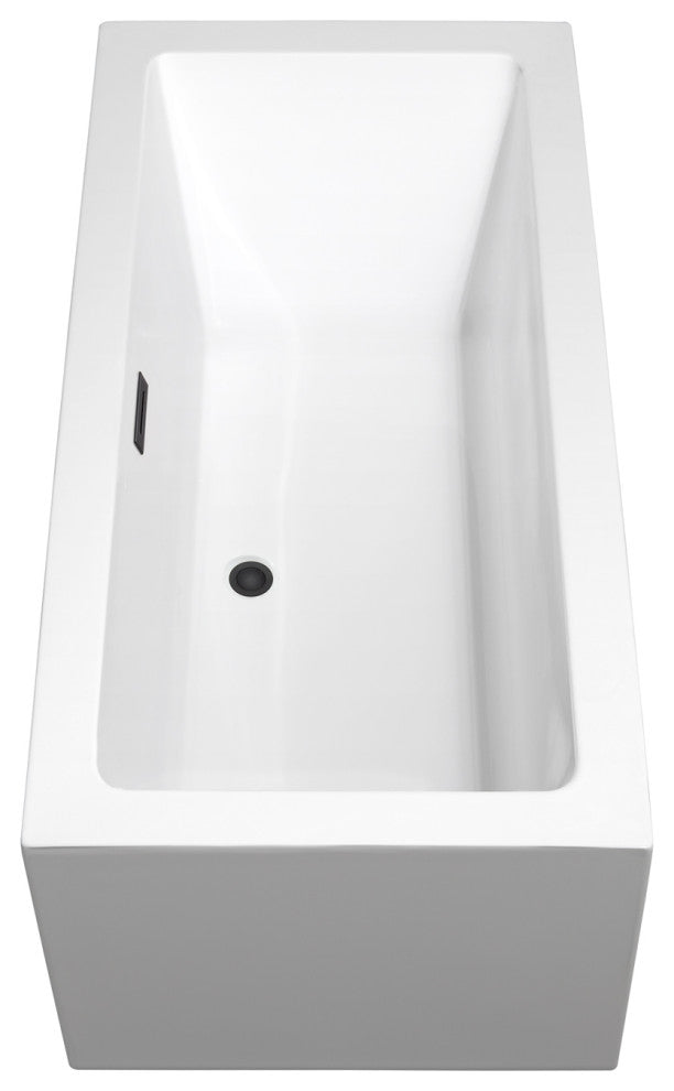 Melody 60" Freestanding White Bathtub, Matte Black Drain