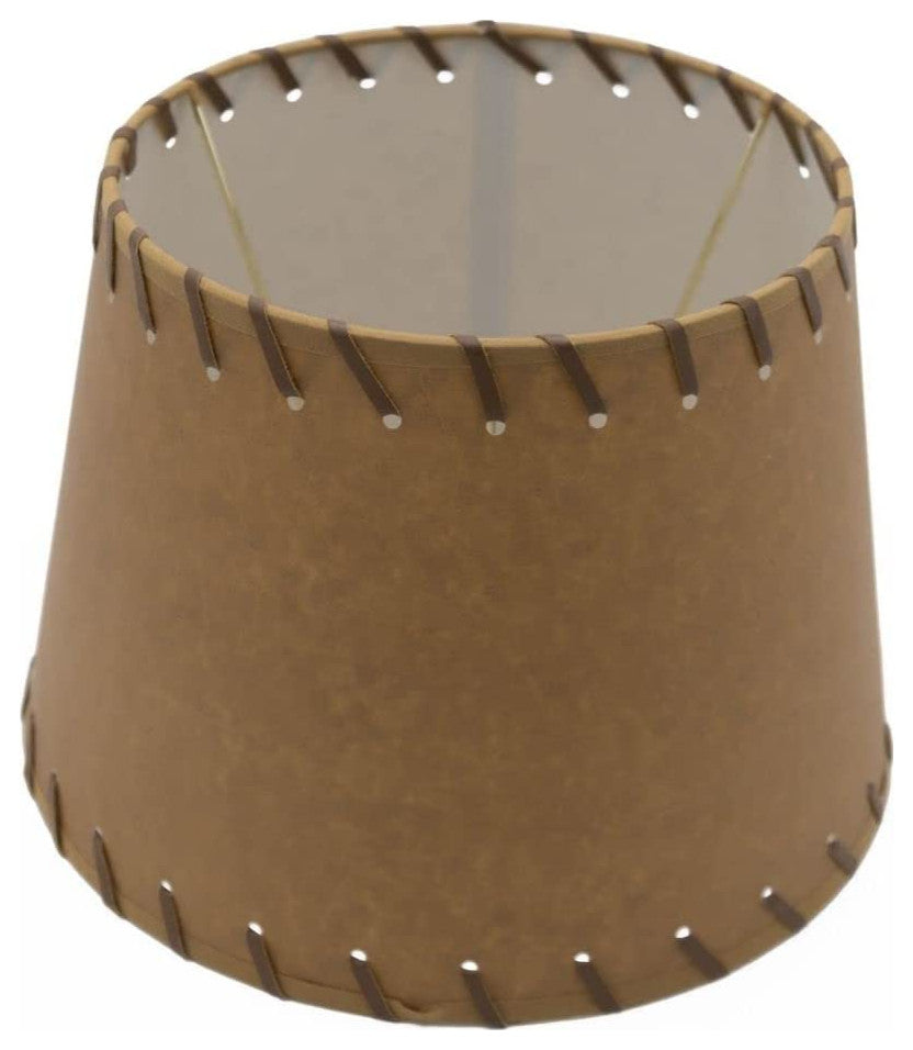Kraft Parchment Stitched Trim 12" Slip Uno Lamp Shade