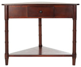 Safavieh Gomez Corner Table With Storage Drawer, Dark Cherry