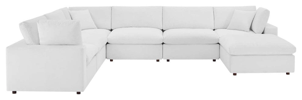 Commix Down Filled Overstuffed Performance Velvet 7-Piece Sectional Sofa