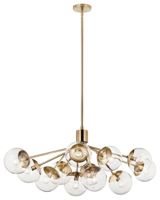Silvarious Linear Convertible Chandelier, Champagne Bronze Clear, 12 Light