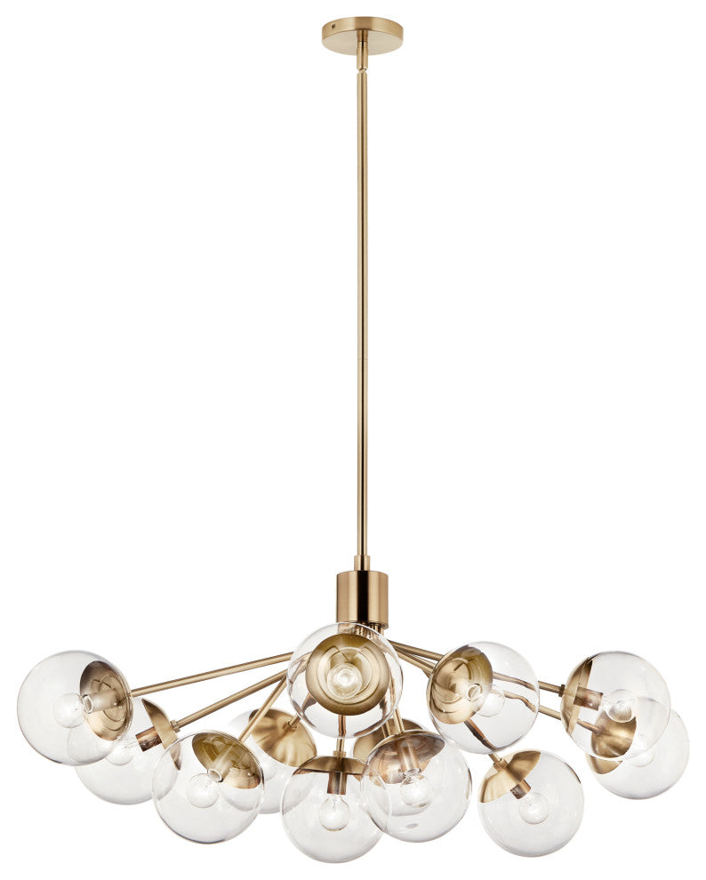 Silvarious Linear Convertible Chandelier, Champagne Bronze Clear, 12 Light