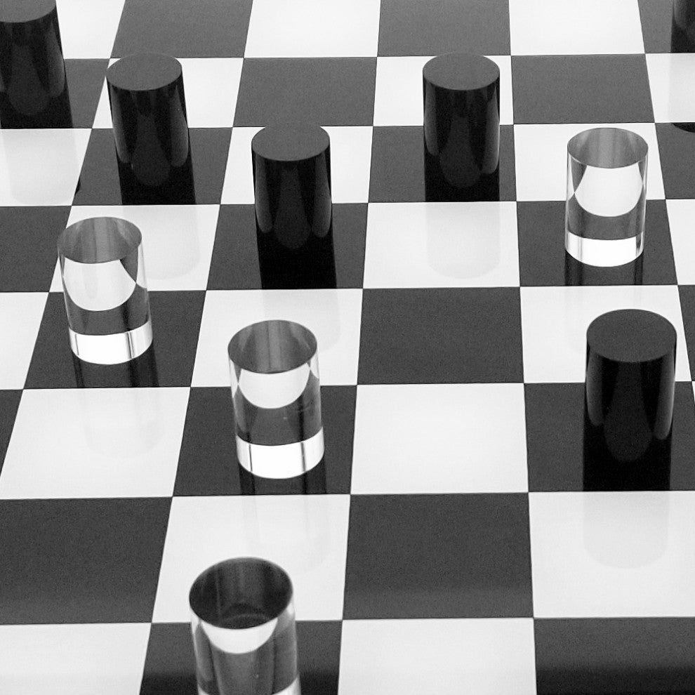 OnDisplay 3D Luxe Acrylic Checkers Set - Luxury Laser Cut Checkers Executive Bo