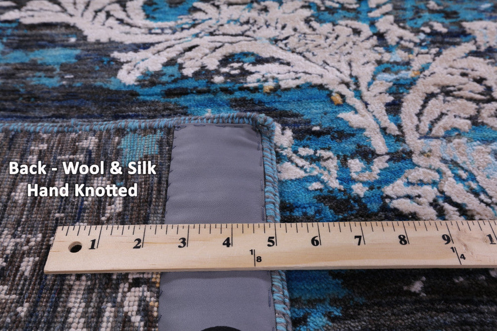 Handmade Wool & Silk Modern Rug 9' 0" X 12' 1" - Q15549