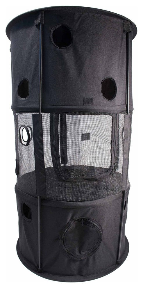 Climbertree Circular Obstacle Play-Active Collapsible Cat House, Black