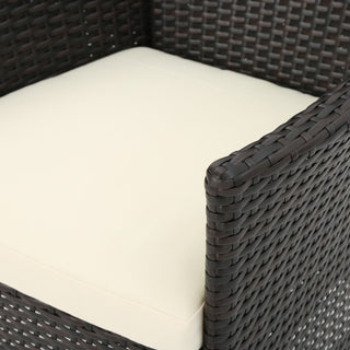 GDF Studio 4-Piece Olivera Outdoor Multi-Brown Wicker Chat With Cushions Set