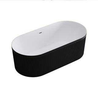 Serenity 67" Fluted Acrylic Soaking Tub, Oval, Matte Black