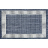 Elgin Transitional Striped Border Navy/Cream Indoor/Outdoor Scatter Mat 2'x3'