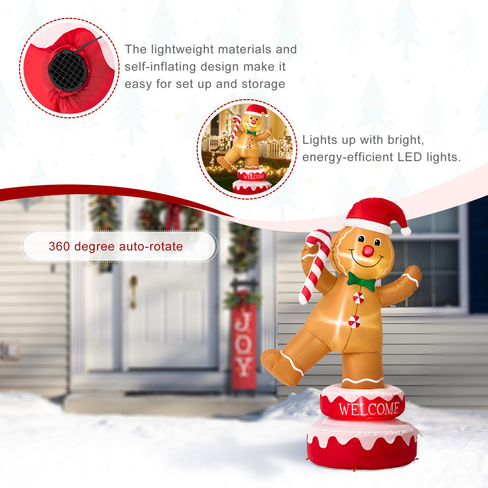 Inflatable Rotating Gingerbread Man Decor