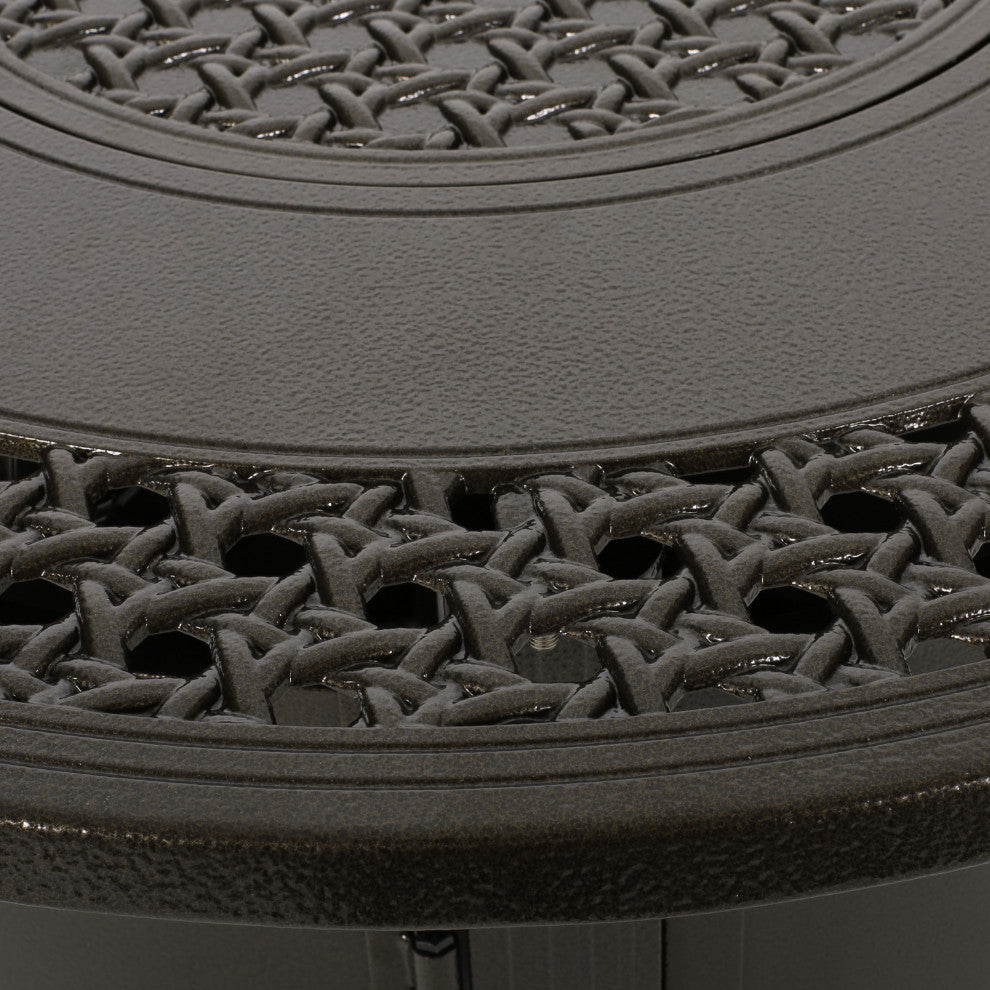 Elisha Outdoor Round Aluminum Fire Pit, Hammered Bronze