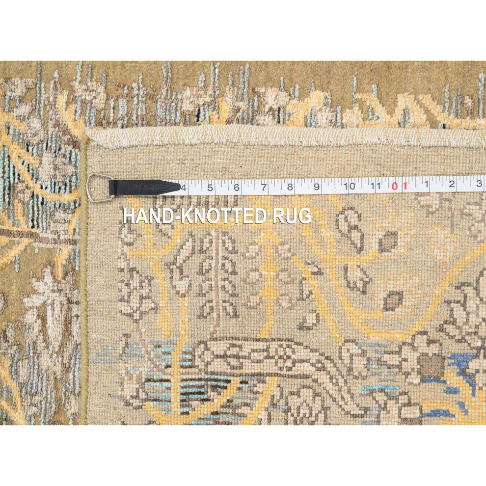 Tan/Brown, Sarouk, Silk With Wool Hand Knotted XL Runner Rug, 2'6"x24'1"