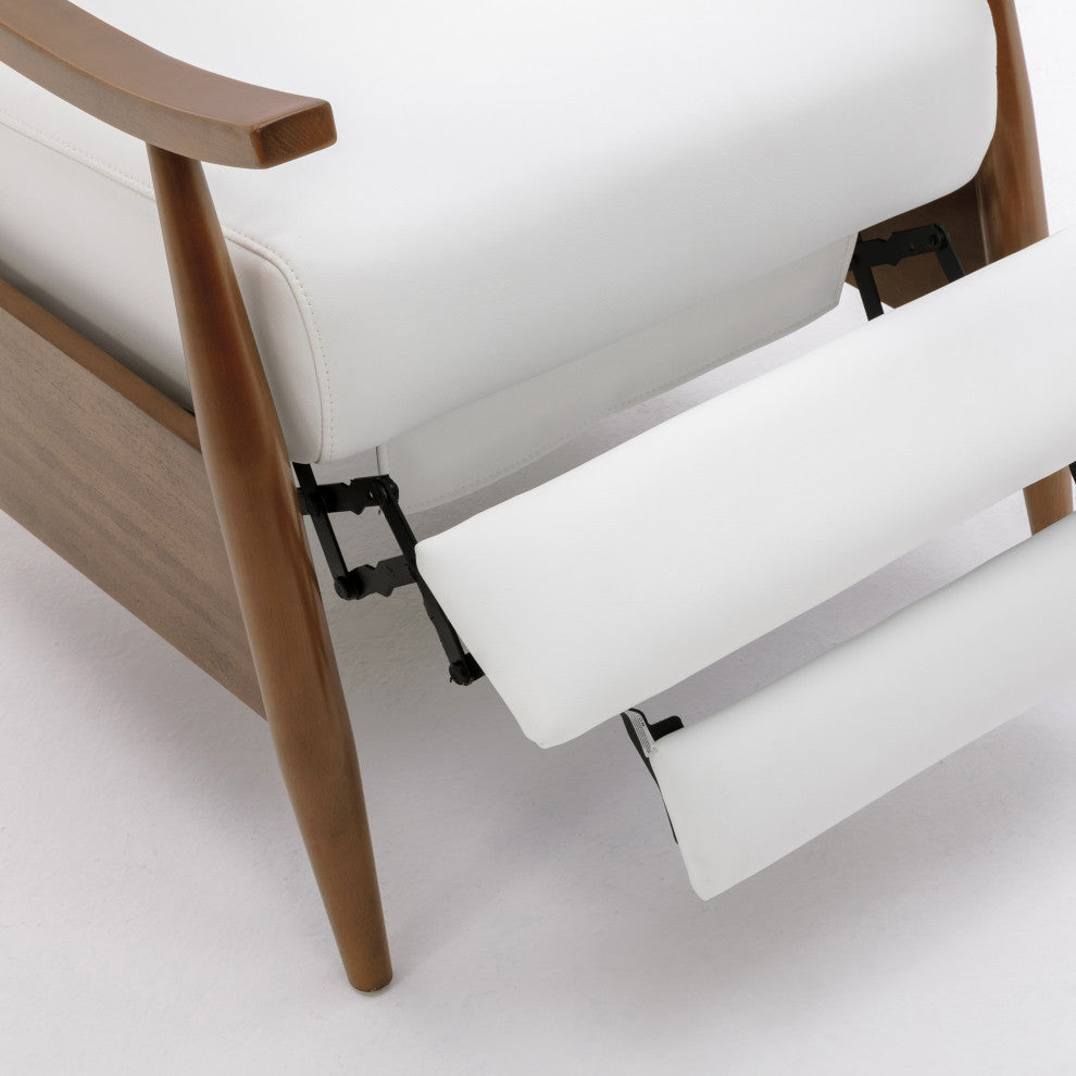 Solaris Wood Arm Push Back Recliner, Milky White