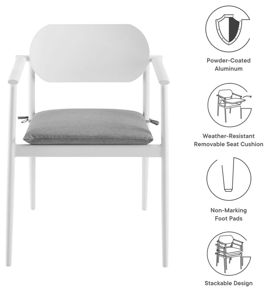 Aeris Stackable Aluminum Dining Armchair Set of 2, White