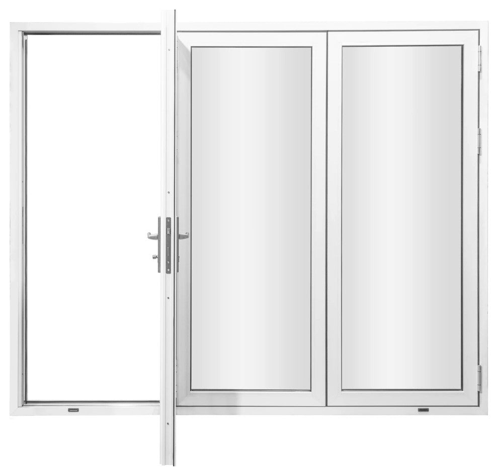 Aluminum folding patio doors 108"x96", white color. low e glass L-R03