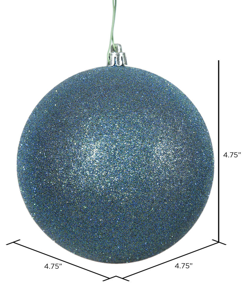 Vickerman N591262Dg 4.75" Sea Blue Glitter Ball Ornament, 4 Per Bag