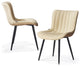 Younike Dining Chair Set of 2, Liner Pattern Faux Leather, Beige