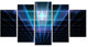 Blue Laser Protective Grids, Contemporary Canvas Art Print, 60"x32", 5 Panels