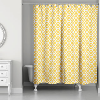 Yellow Lattice Pattern Shower Curtain