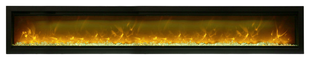 Amantii Symmetry 100" Linear Electric Fireplace SYM-100 Built-in w/ Log, Glass