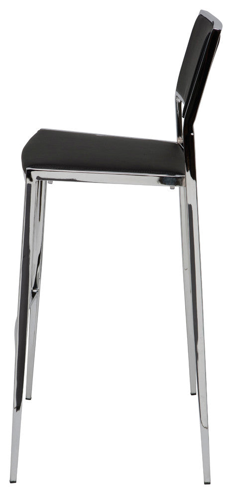 Aaron Vinyl Counter Stool, Black