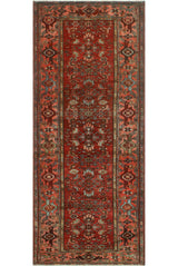 Fine Vintage Distressed Collyer Burgundy/Rose Runner, 4'1x10'1