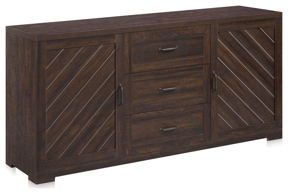 Sideboard, Console Table Or Buffet With Three Drawers & Four Shelves, Espresso
