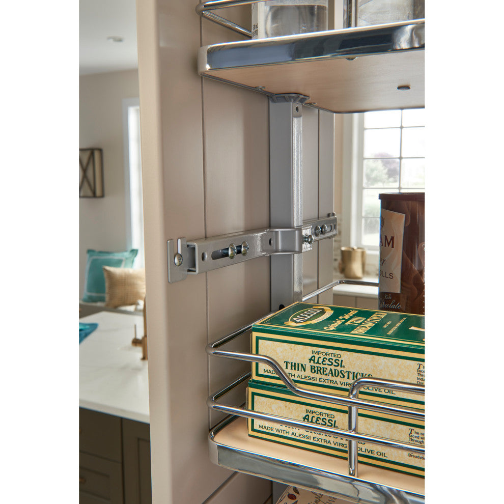 Adjustable Solid Surface Pantry System for Tall Pantry Cabinets, Gray, 16.25"