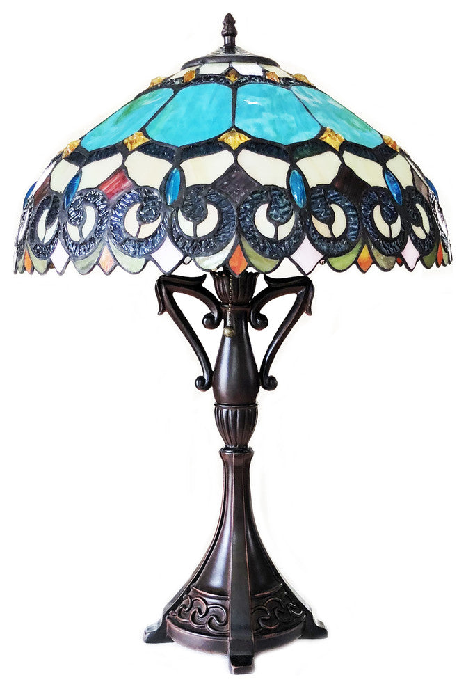 CHLOE Lighting AUBREY Victorian 2-Light Antique Dark Bronze Table Lamp 18"