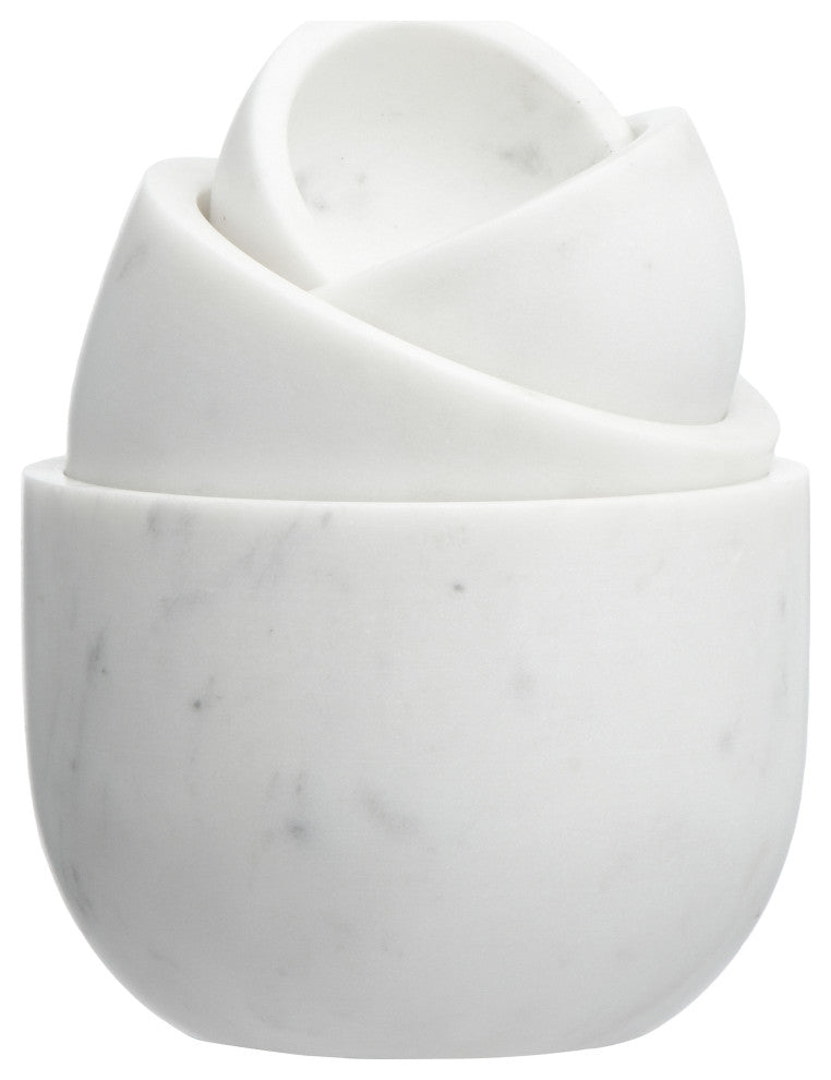 White Marble Bowls, 4-Piece Set