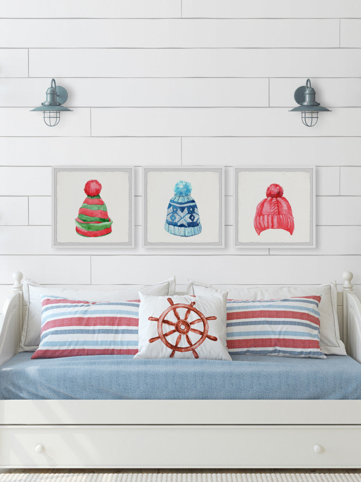 Winter Hats Triptych, 3-Piece Set, 32x32